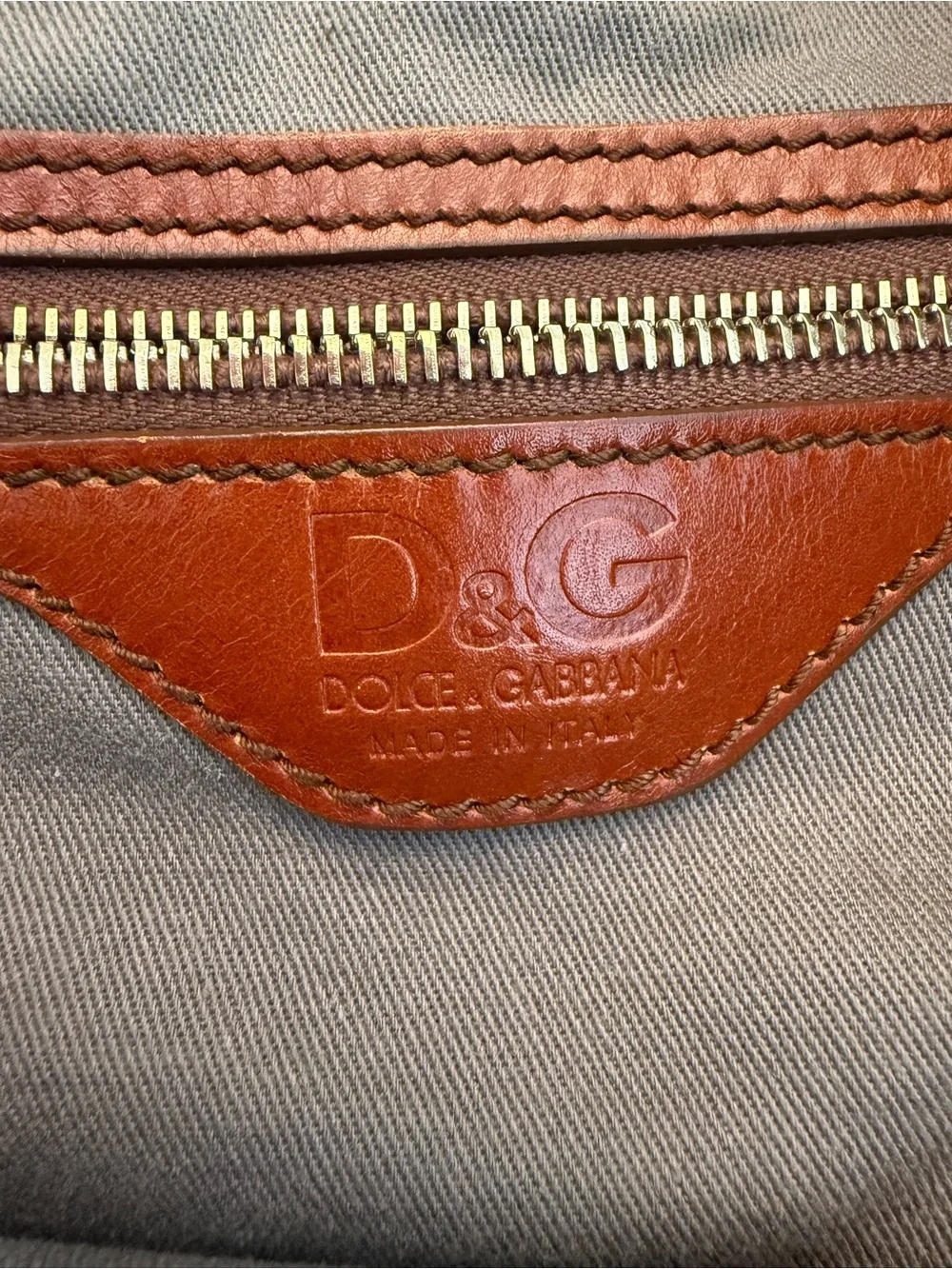 D&G Denim Mindy Hobo Bag with Brown Leather Strap - Blue